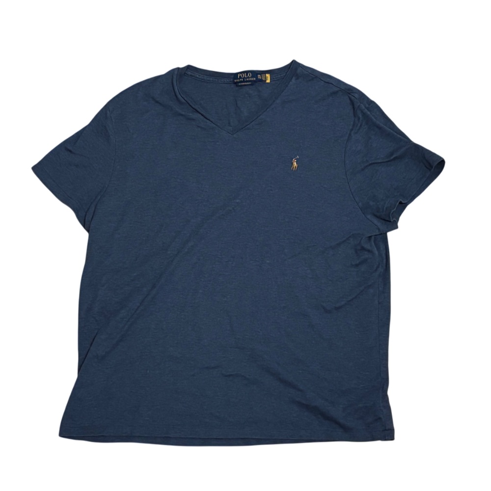 Vintage Polo Ralph Lauren Men’s Navy Custom Slim Fit Cotton V-Neck XXL